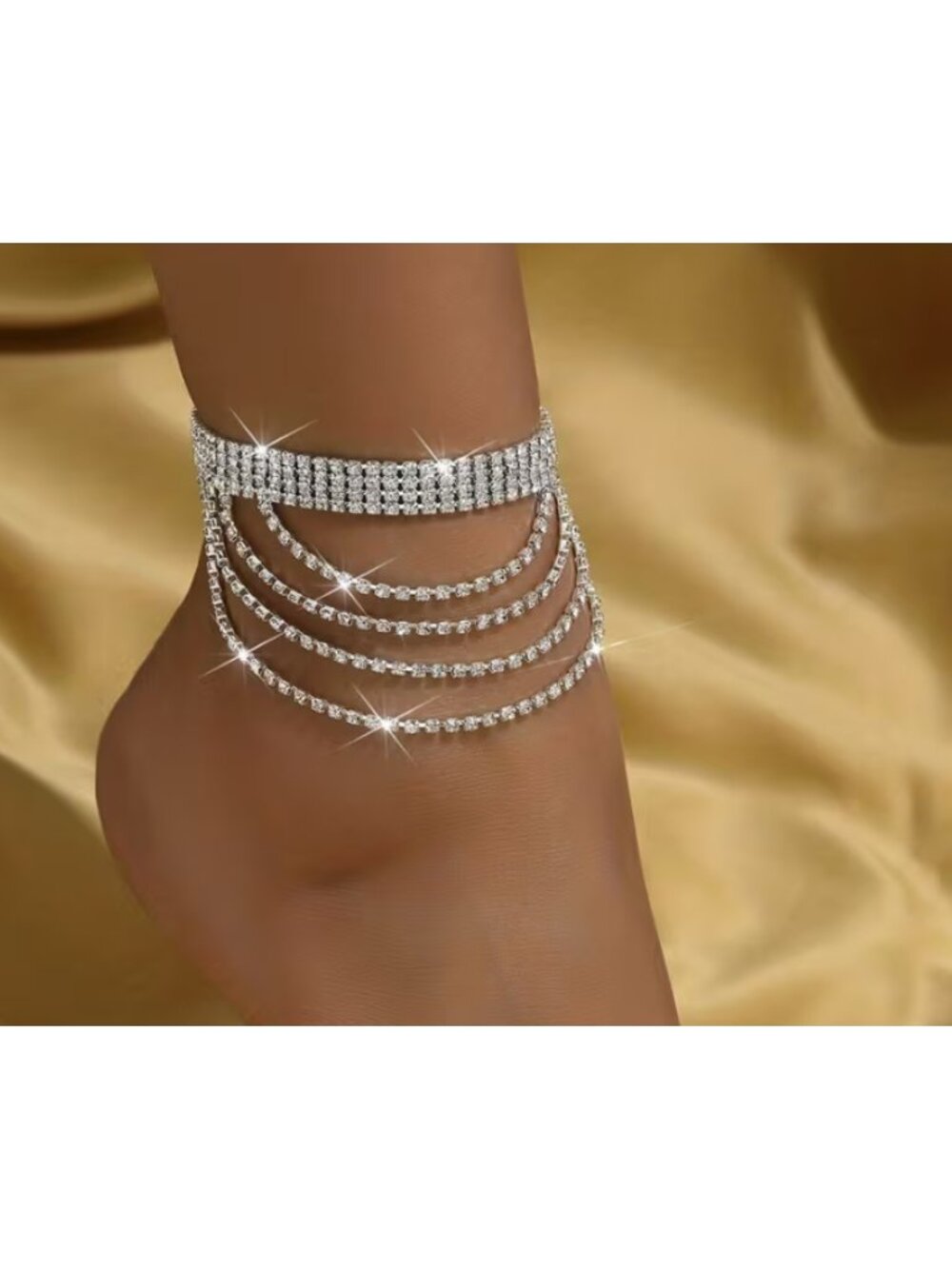 Long Tassel Ankle Chain – Elegant Gothic Layered Anklet, Sexy Statement Jewelry